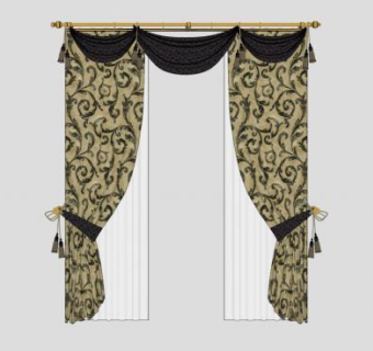 经典欧式双层窗帘SU模型下载_sketchup草图大师SKP模型