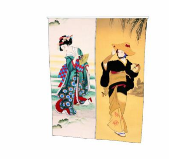 日本女士窗帘SU模型下载_sketchup草图大师SKP模型