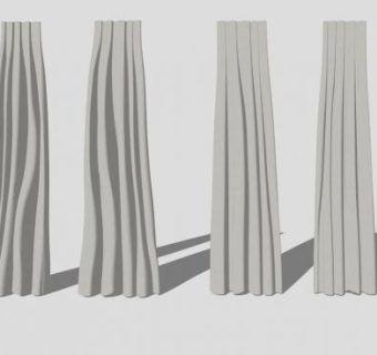 褶皱窗帘手动开合帘SU模型下载_sketchup草图大师SKP模型