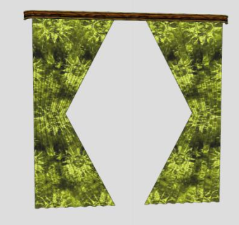 美式乡村双开窗帘SU模型下载_sketchup草图大师SKP模型