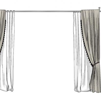 遮阳双层窗帘SU模型下载_sketchup草图大师SKP模型