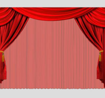 红色谢幕窗帘SU模型下载_sketchup草图大师SKP模型