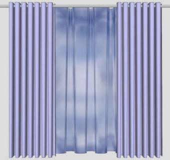 网纱紫色双层窗帘SU模型下载_sketchup草图大师SKP模型