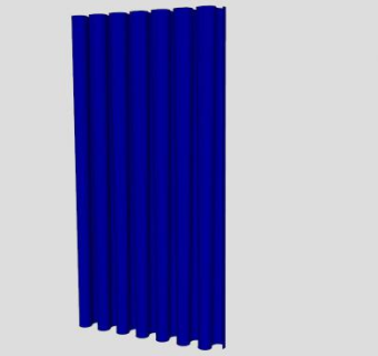 蓝色手动开合窗帘SU模型下载_sketchup草图大师SKP模型