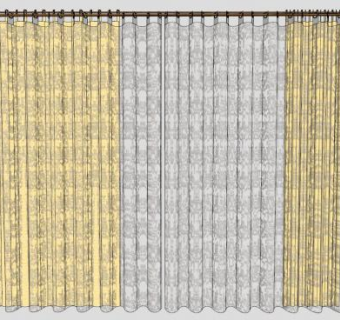 卧室双层网纱窗帘SU模型下载_sketchup草图大师SKP模型