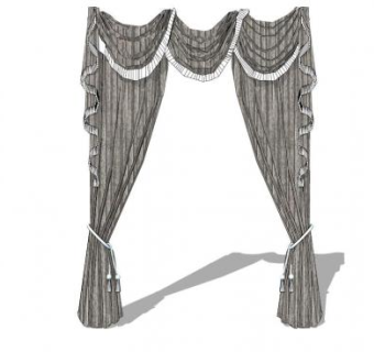 欧式开合窗帘SU模型下载_sketchup草图大师SKP模型