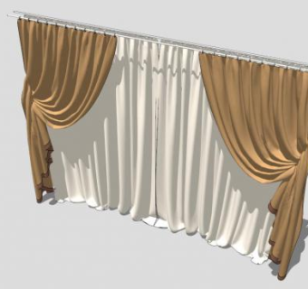 简欧双层装饰窗帘SU模型下载_sketchup草图大师SKP模型