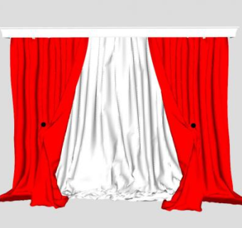 现代双层窗帘SU模型下载_sketchup草图大师SKP模型