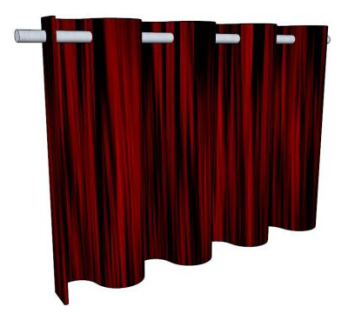 红色手提帘窗帘SU模型下载_sketchup草图大师SKP模型