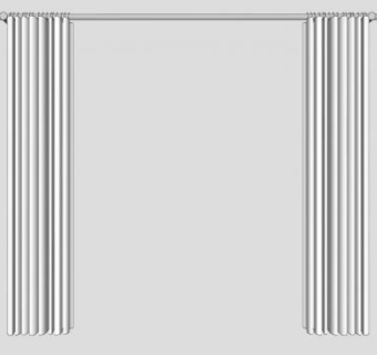 现代白色开合窗帘SU模型下载_sketchup草图大师SKP模型