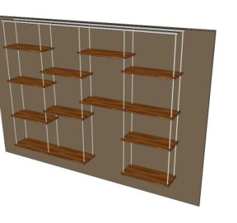柚木板不锈钢吊架SU模型下载_sketchup草图大师SKP模型