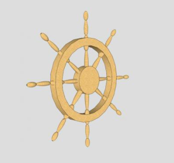 舵轮墙装饰SU模型下载_sketchup草图大师SKP模型