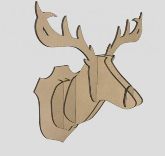 鹿挂件装饰墙壁SU模型下载_sketchup草图大师SKP模型