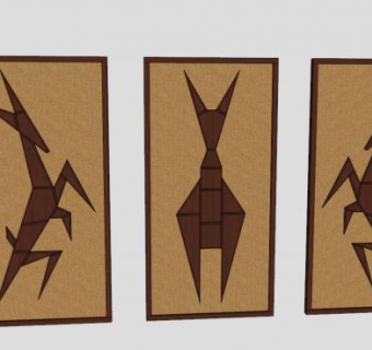 中世纪三联壁群挂画SU模型下载_sketchup草图大师SKP模型