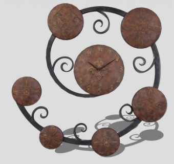 简欧复古滑稽钟SU模型下载_sketchup草图大师SKP模型