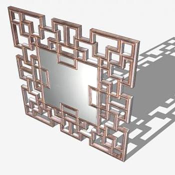 中式壁镜SU模型下载_sketchup草图大师SKP模型