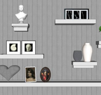 木板装饰墙SU模型下载_sketchup草图大师SKP模型