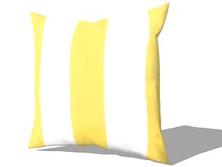 黄色条纹抱枕SU模型下载_sketchup草图大师SKP模型
