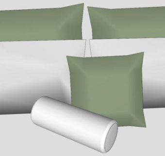 简约枕头组合抱枕SU模型下载_sketchup草图大师SKP模型