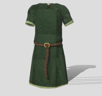 中世纪绿色布外衣皮带SU模型下载_sketchup草图大师SKP模型