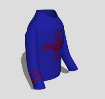 长袖蓝色t恤SU模型下载_sketchup草图大师SKP模型