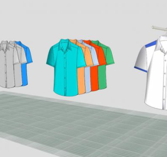 衣架T恤衣物SU模型下载_sketchup草图大师SKP模型