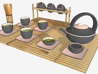 现代日本茶具SU模型下载_sketchup草图大师SKP模型