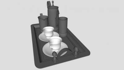 仿古黑瓷茶具SU模型下载_sketchup草图大师SKP模型