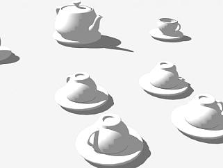 白色<em>欧式茶具</em>SU模型下载_sketchup草图大师SKP模型