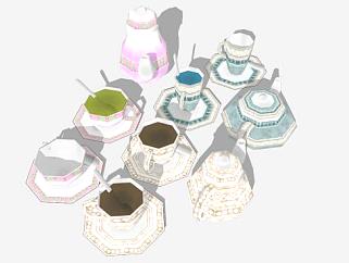 欧式茶杯茶具SU模型下载_sketchup草图大师SKP模型