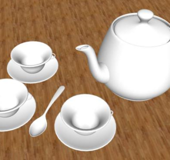 陶瓷白色茶具SU模型下载_sketchup草图大师SKP模型