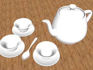 陶瓷白色茶具SU模型下载_sketchup草图大师SKP模型