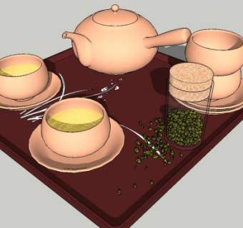 现代韩式茶具SU模型下载_sketchup草图大师SKP模型
