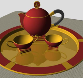 华丽茶壶茶具SU模型下载_sketchup草图大师SKP模型