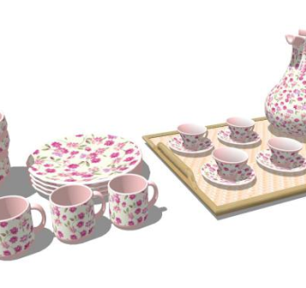 花卉餐具茶具SU模型下载_sketchup草图大师SKP模型