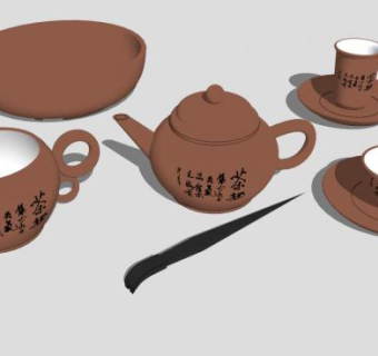 中国传统礼仪茶具SU模型下载_sketchup草图大师SKP模型
