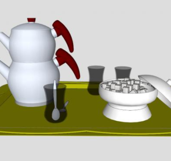 现代茶具茶组SU模型下载_sketchup草图大师SKP模型