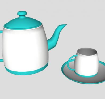 现代家居茶壶茶具SU模型下载_sketchup草图大师SKP模型