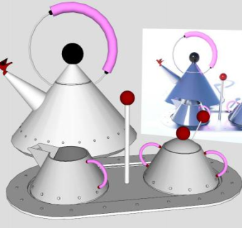 圆锥茶壶茶具SU模型下载_sketchup草图大师SKP模型