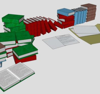 杂乱书本SU模型下载_sketchup草图大师SKP模型