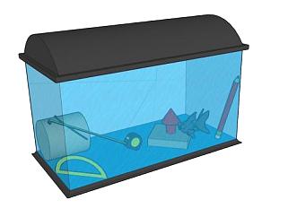 普通玻璃家用鱼缸SU模型下载_sketchup草图大师SKP模型