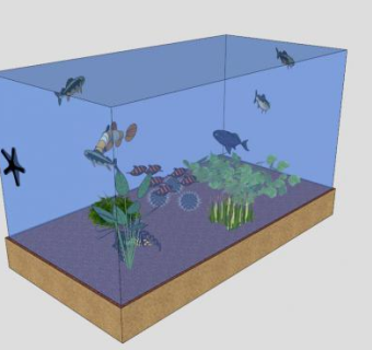 普通观赏玻璃鱼缸SU模型下载_sketchup草图大师SKP模型
