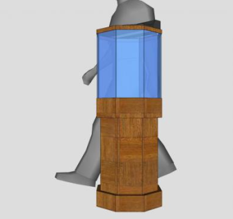 八角形鱼缸SU模型下载_sketchup草图大师SKP模型
