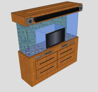 鱼缸大型水族馆电视站SU模型下载_sketchup草图大师SKP模型