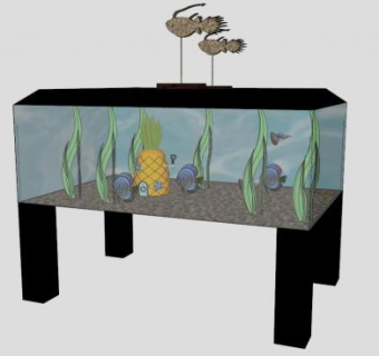 装饰植物鱼缸SU模型下载_sketchup草图大师SKP模型