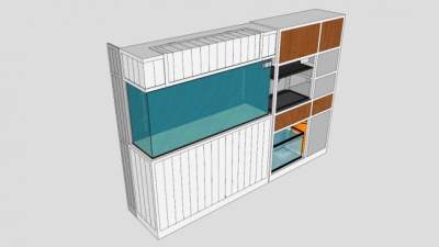 超白鱼缸加仑家庭水族馆SU模型下载_sketchup草图大师SKP模型