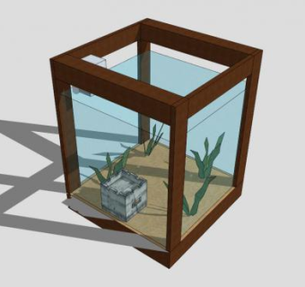 正方形玻璃鱼缸SU模型下载_sketchup草图大师SKP模型