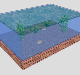 方形带鱼鱼缸植物SU模型下载_sketchup草图大师SKP模型