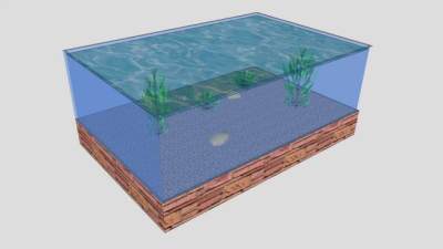 方形带鱼鱼缸植物SU模型下载_sketchup草图大师SKP模型