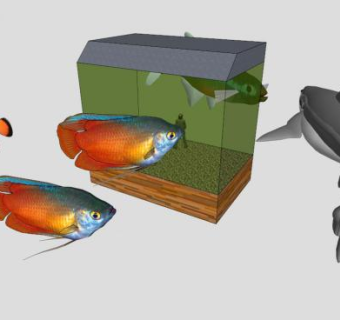 钢化鱼缸SU模型下载_sketchup草图大师SKP模型